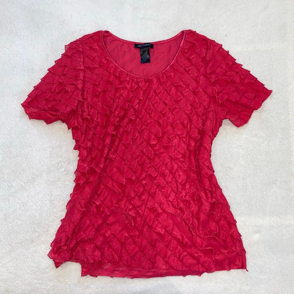 Notations Ruffle Blouse Tee, Women's Large - Picture 2 of 7